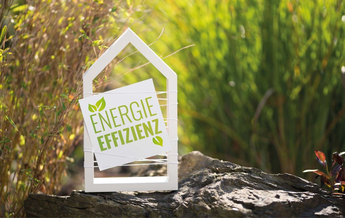 Schild "Energieeffizienz" im Grünen